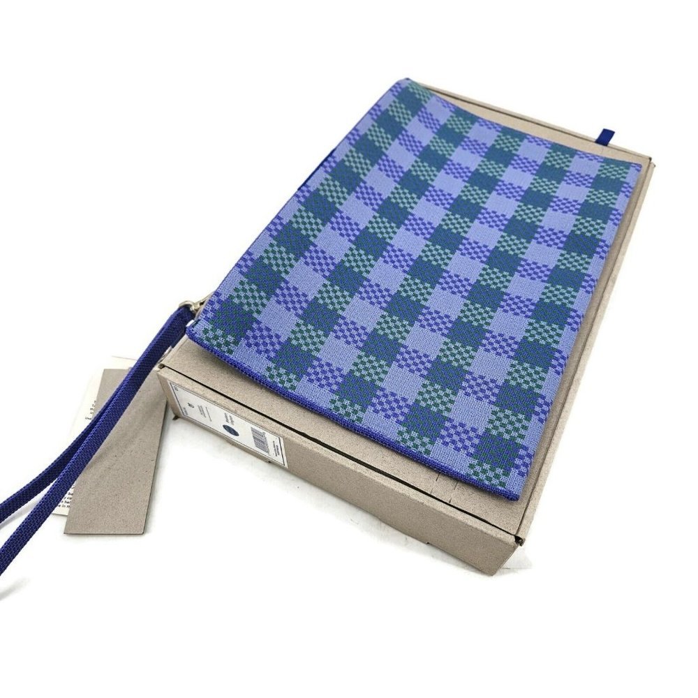 Rothy's Blueberry Gingham Wristlet Blue Plaid